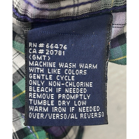 Vintage Tommy Jeans Shirt Mens Large Purple Green Tartan Plaid Button Down Logo - Picture 8 of 12